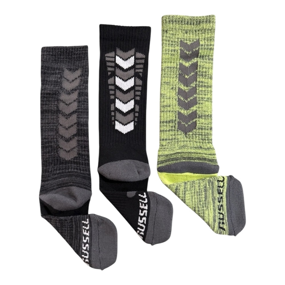 Russell Boys Crew Socks 3 Pairs Dri-Power 360 Size‎ L (3–9) Performance